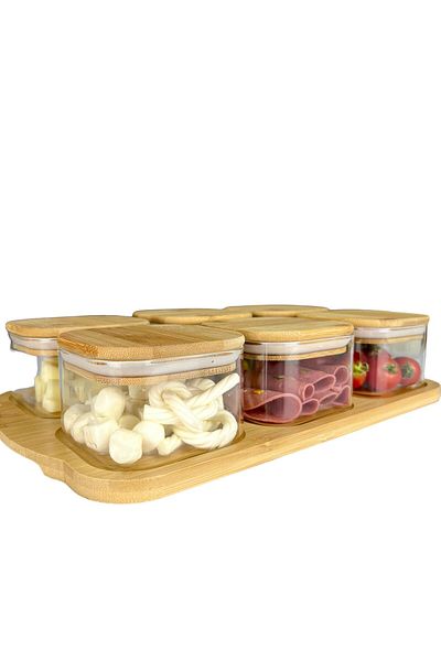 MİEN Bamboo Borosilicate Glass 6-Piece Breakfast Set