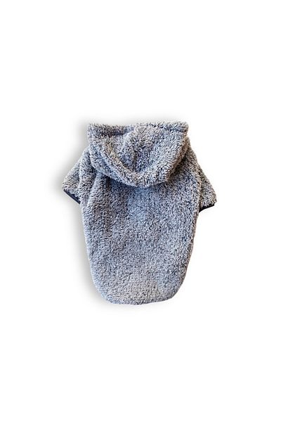 Luli Pet Gray Plush Hooded Dog Sweatshirt