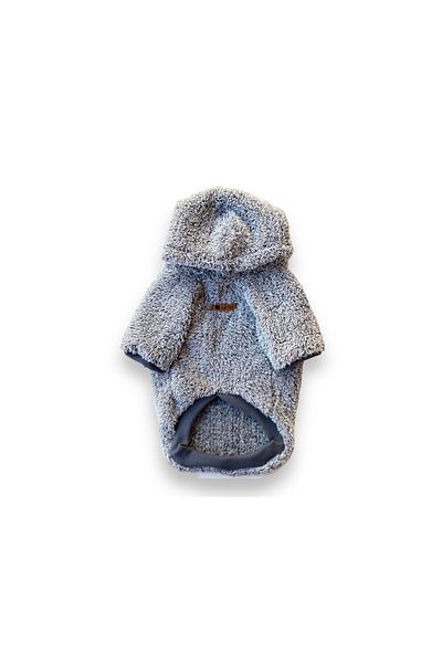 Luli Pet Gray Plush Hooded Dog Sweatshirt