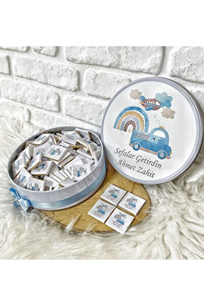 Angel Gift Chocolate 100 Adet Araba Temalı Isme Özel Hoşgeldin Erkek Bebek He...