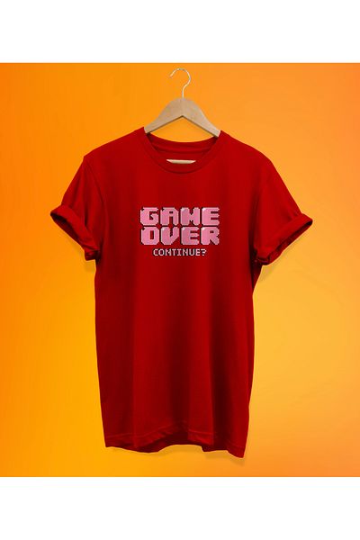 remonz Μπλουζάκι Game Over Red Printed, 100% Cotton Basic (κανονικό μέγεθος).