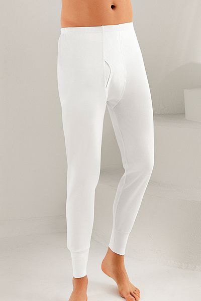 Şahinler Men's White Long Cuffed Interlock Underwear ME017