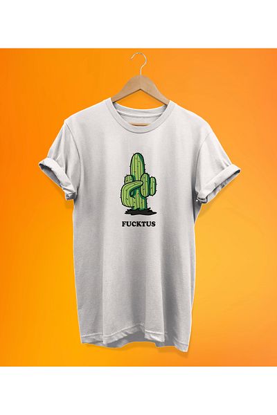 remonz Μπλουζάκι με στάμπα Bad Cactus Λευκό, 100% βαμβακερό Basic (κανονικό μέγεθος).
