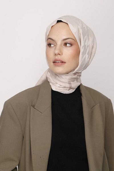 VALORSCARF Μεταξένιο σάλι ζακάρ με μοτίβο λοστού βανίλιας