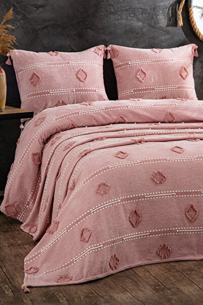 Evlen Home Collection Katre Pamuklu Çift Kişilik (Pike Takımı) Yatak Örtüsü B...