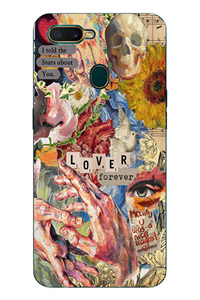 Magic Ring Oppo A5S/AX7/A12 Uyumlu Aesthetic Vintage Kolaj Desenli Şeffaf Tel...