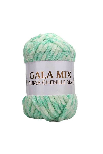 Gala Bursa Chenille Big Thick Velvet Twine Πράσινη Κρέμα