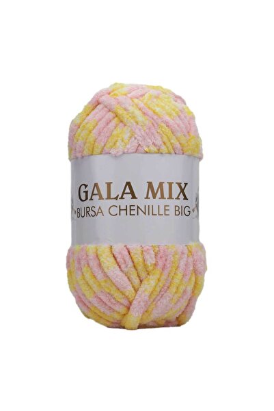 Gala Bursa Chenille Big Kalın Kadife İp Sarı Pembe