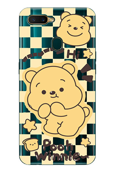 Magic Ring Oppo A5S/AX7/A12 Uyumlu Winnie The Pooh Desenli Şeffaf Telefon Kılıfı
