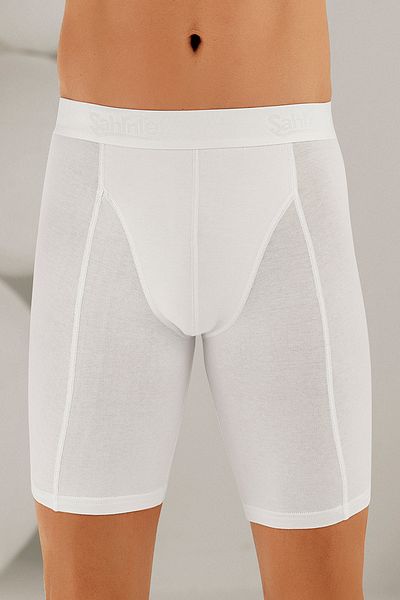 Şahinler Ανδρικό λευκό Lycra Long Boxer ME114