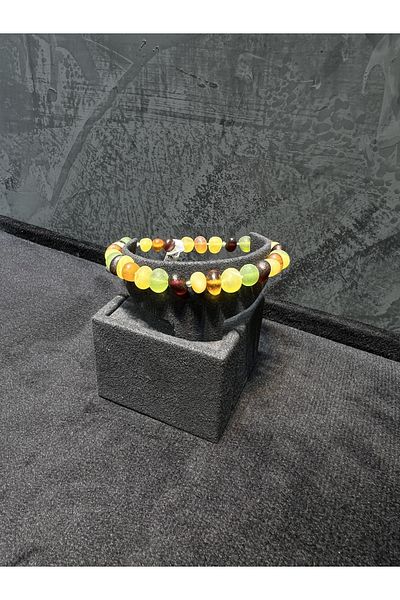 Amber by Mazukna Flexible and Free Cut Colorful Drop Amber Bracelet - Youth and Adult Certified