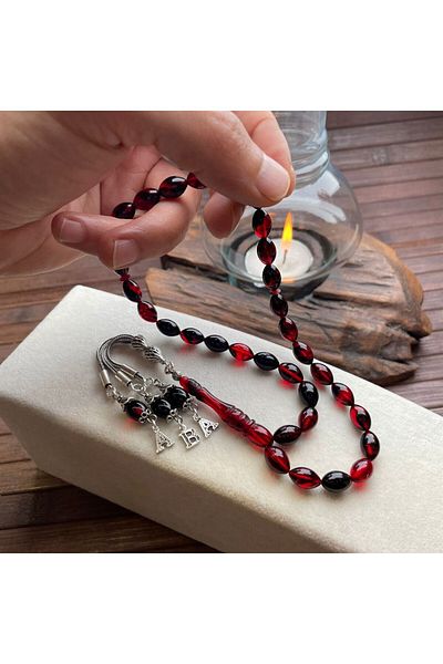 dergah tesbih Lettered Rosary - Amber Design