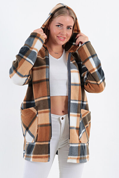 Modayase Women's Large Size Zippered Fleece Cardigan Coat