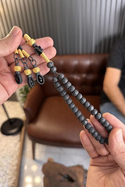 dergah tesbih مسبحة صلاة محبوكة باللون الفضي