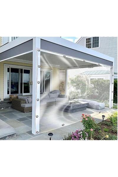 pamukkale branda 600 X 200 Şeffaf Branda Kapama Kış Bahçe Perdesi Kapsüllü