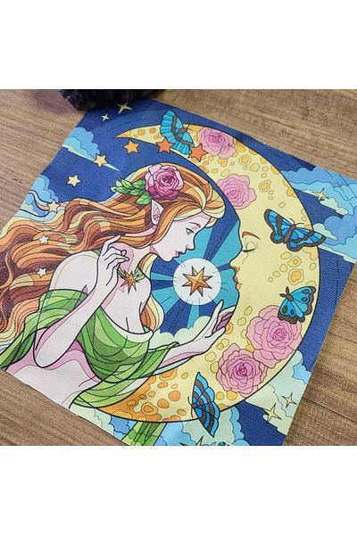 fırsatlar diyarı Celestial Moon Tarot Altar Cloth / Tarot Cover 75x75 cm