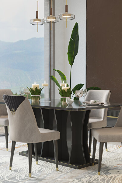 Modalife Bella 180x100 Sabit Yemek Masası - Antrasit