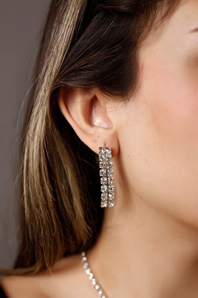 HUBANN Gümüş Kaplama Su Yolu Küpe Özel Günler Düğün Nişan Abiye Küpe