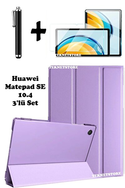 TEKNETSTORE Huawei Matepad Se 10.4 Uyumlu Flip Smart Standlı Uyku Modlu Tablet Kılıfı Ekran Koruyucu Kalem