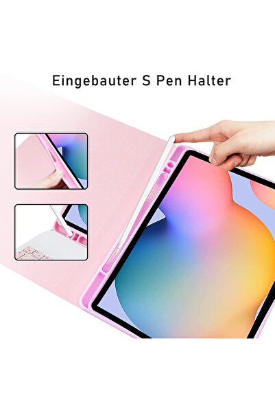 m.tk moveteck Samsung Galaxy Tab S6 Lite Sm-p610 Compatible Tablet Bluetooth Colorful Keyboard Pen Compartment Case