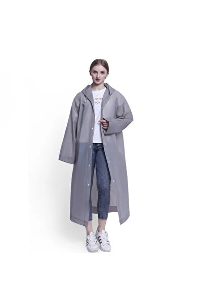 Girift Vintage Unisex Grey Eva Fabric με κουκούλα Αδιάβροχο που αντιστέκεται στον αέρα και το νερό