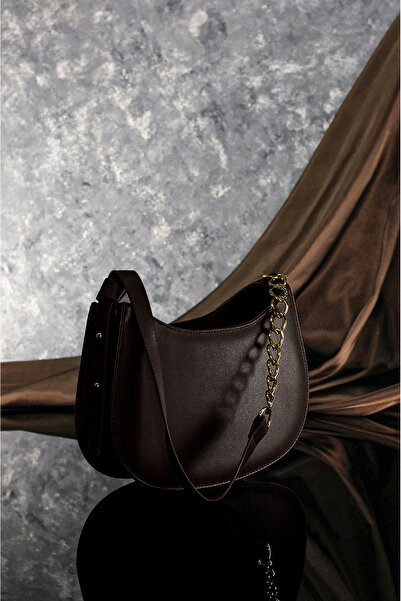 Rimense حقيبة بحزام قابل للتعديل مبطنة بسحاب باللون البني المر