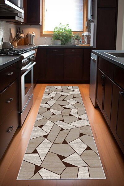 Viva Home Geometrik Kesme Özel Ölçü Rulo Yolluk Kaymaz Taban Mutfak Hol Antre...