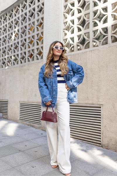 Askı Nişantaşı High Waist Stone Color Palazzo Jean - 114-00304