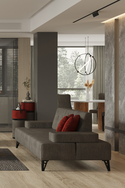 Modalife Avrupa 3+1 Salon&oturma Odası Koltuk Takımı - Antrasit&Bordo