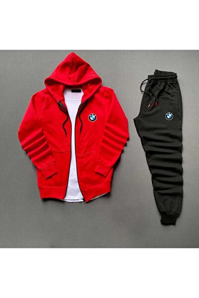 TREND BMW Zippered Hooded Jacket + Tracksuit 2-Piece Combination