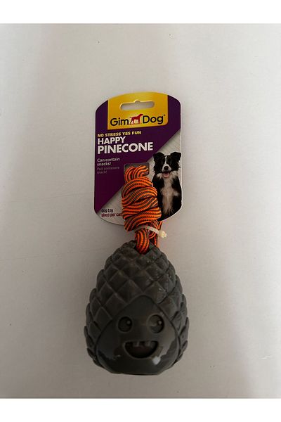 Gimdog Pine Cone Shaped Dog Treat Toy Gray