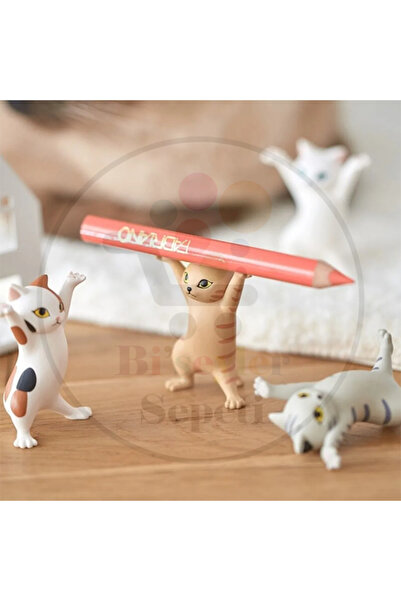 Bi'şeyler Sepeti حامل قلم قطة، حامل سماعة الرأس، حامل قلم مكتبي، شكل قطة، كاث...