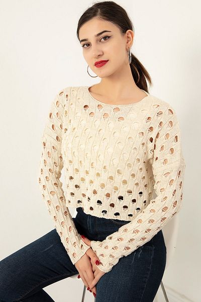 PULLIMM Tricotaj ajurat cu sclipici Crop ATL011