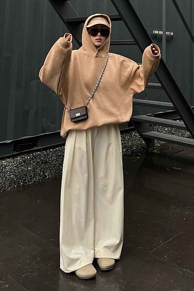 lamelif Φούτερ με κουκούλα Milky Brown
