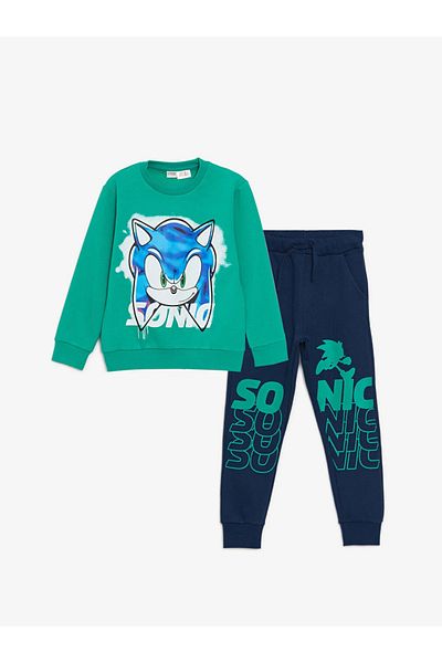 LC Waikiki LCW Kids Crew Neck Sonic Printed Long Sleeve Boys Sweatshirt and Sweatpants