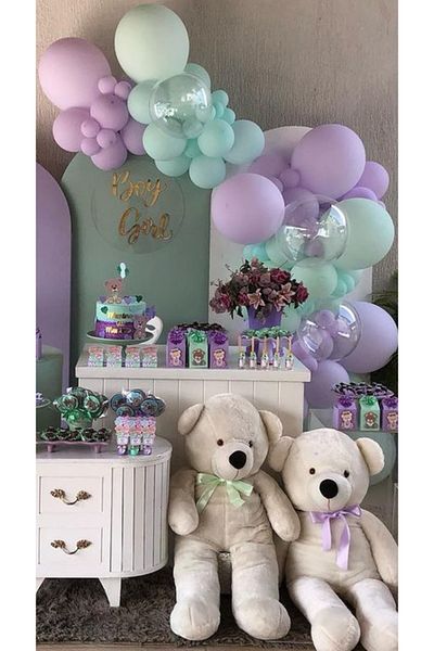 Çemrek Süs Parti Macaron Mint Lilac balloon chain set 100 pcs