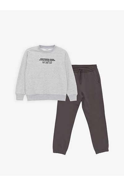 LC Waikiki LCW Kids Crew Neck Printed Long Sleeve Boys Sweatshirt and Sweatpants