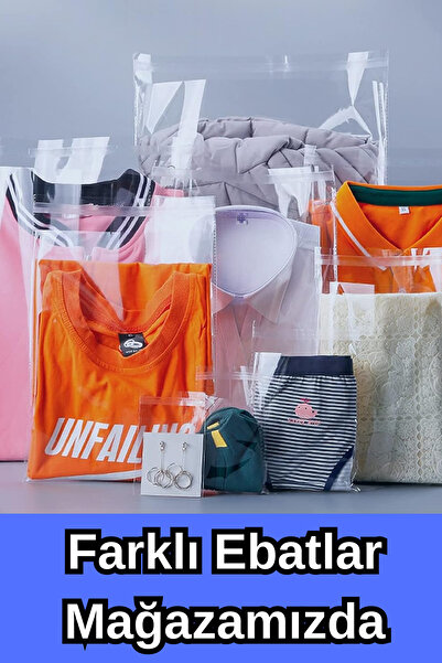 Dekals 100 Adet 20x35 Bantlı Jelatin Şeffaf Yapışkanlı Parlak Poşet Torba