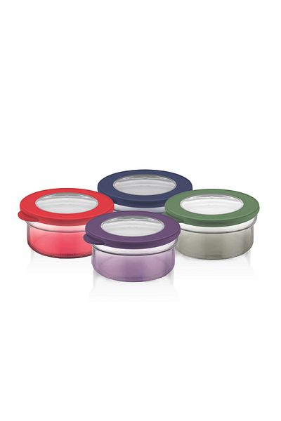 Waldern Home 4 Pieces Colorful Silicone Lid Storage Container Set 420ML