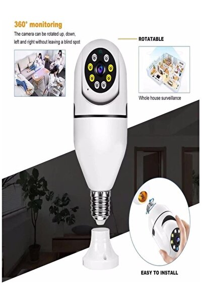 BAYINDIRELEKTRONİK 360 Ptz Ip Kamera Gece Görüş Kablosuz Bebek Güvenlik Akıllı Ampul Wifi Kamera Ip36
