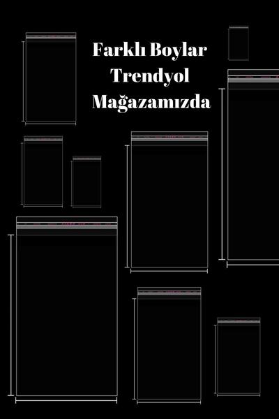 Dekals 50 Adet 35x55 Bantlı (YAPIŞKANLI) Şeffaf Jelatin Poşet Parlak Çeyiz Poşeti