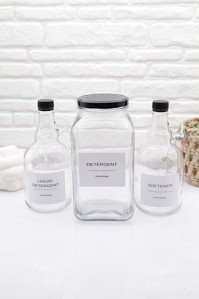 zezedesing Βάζο απορρυπαντικού 3000ml-γαλόνι Μαλακτικό Μπουκάλι 1000ml -Γαλόνι Υγρό Απορρυπαντικό Μπουκάλι 1000ml Γυαλί