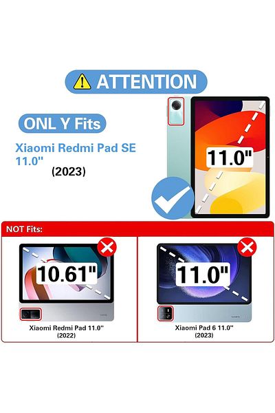 m.tk moveteck Xiaomi Redmi Pad Se 11 Inch Tablet Case 360 Rotating Pu Leather Stand Cover Screen Protector and Pen Set