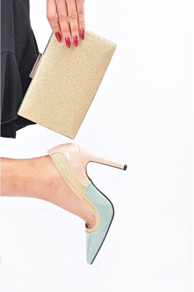 Massilayda Due İki Renkli Sim Şeritli Rugan Stiletto