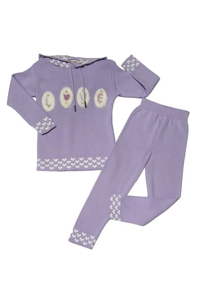 PAMPAL ÇOCUK Çaren Kids- Love Stoned Girl's 2-Piece Knitwear Set