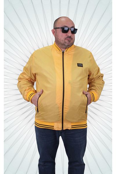 MocGrande Plus Size Basic Pilot Coat 23823 MUSTARD