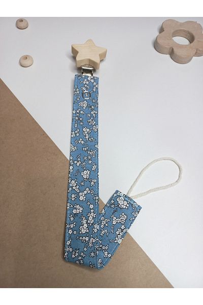 sbbaby Baby Pacifier Strap Poplin Pacifier Chain with Wooden Clip