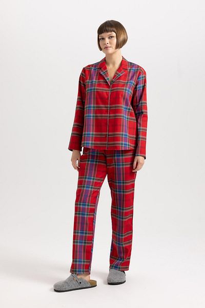 DeFacto Fall in Love Pyžamový límec Flanel Casual Top B5457Ax23Wn