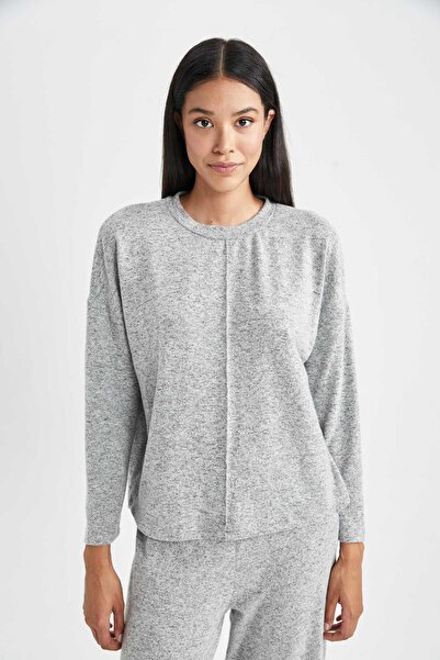 DeFacto Crew nyakú, hosszú ujjú, alkalmi pizsama felső-Fall in Love A3377AX23WN