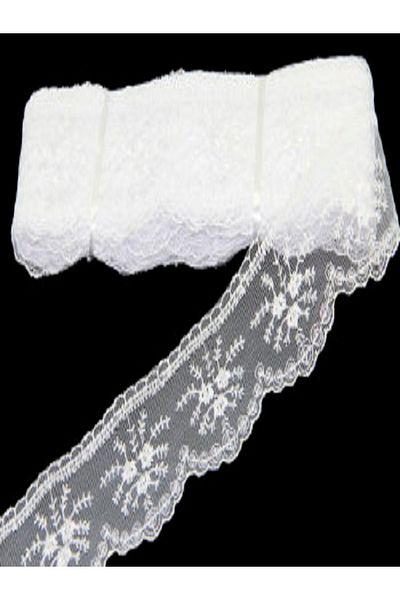 Kazanabil PATTERNED AND GUIGURED LACE RIBBON WHITE 5CMX10MT